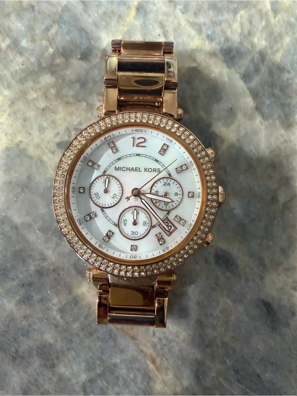 Michael Kors Rose Gold Crystal Bezel Women's Chronograph Watch